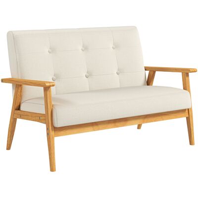 HOMCOM Canapé 3 places 115 cm canapé scandinave avec dossier capitonné, assise rembourrée et accoudoirs, beige - Publicité HOMCOM Canapé 3 places 115 cm canapé scandinave avec dossier capitonné, assise rembourrée et accoudoirs, beige - Publicité