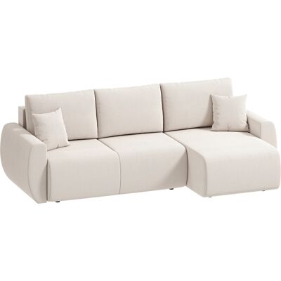 HOMCOM Canapé-lit avec chaise longue réversible, canapé 3 places en L en imitation daim, blanc crème - Publicité HOMCOM Canapé-lit avec chaise longue réversible, canapé 3 places en L en imitation daim, blanc crème - Publicité