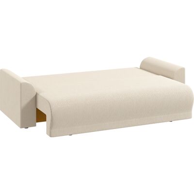 HOMCOM Canapé-lit 190x150 cm canapé 3 places avec fonction lit, coussins, rangement, effet velours côtelé pour salon, Beige - Publicité HOMCOM Canapé-lit 190x150 cm canapé 3 places avec fonction lit, coussins, rangement, effet velours côtelé pour salon, Beige - Publicité