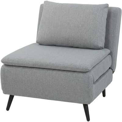 HOMCOM Fauteuil-lit avec dossier réglable 3 positions, coussin déhoussable en tissu effet lin, Gris clair - Publicité HOMCOM Fauteuil-lit avec dossier réglable 3 positions, coussin déhoussable en tissu effet lin, Gris clair - Publicité