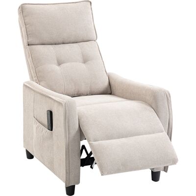 HOMCOM Fauteuil de massage inclinable fauteuil de relaxation en lin avec repose-pieds poche latérale télécommande crème - Publicité HOMCOM Fauteuil de massage inclinable fauteuil de relaxation en lin avec repose-pieds poche latérale télécommande crème - Publicité