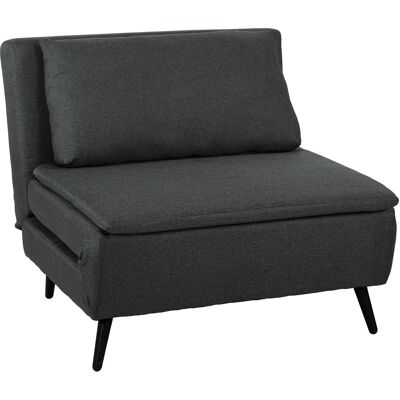 HOMCOM Fauteuil-lit 3-en-1 pliable, fauteuil-lit aspect lin avec dossier réglable, ressorts en S, pieds en métal, gris foncé - Publicité HOMCOM Fauteuil-lit 3-en-1 pliable, fauteuil-lit aspect lin avec dossier réglable, ressorts en S, pieds en métal, gris foncé - Publicité