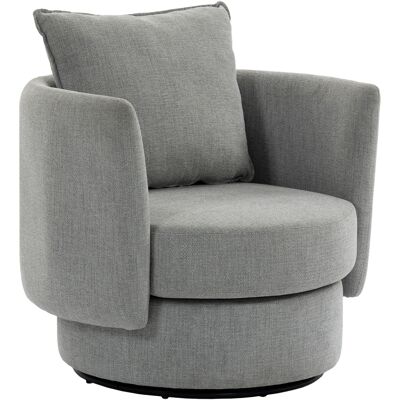 HOMCOM Fauteuil d'appoint avec base pivotante 360°, fauteuil club détente en tissu effet lin avec coussin Gris clair - Publicité HOMCOM Fauteuil d'appoint avec base pivotante 360°, fauteuil club détente en tissu effet lin avec coussin Gris clair - Publicité