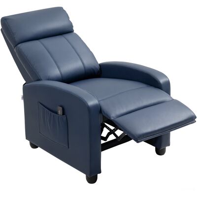 HOMCOM Fauteuil Massant Inclinable Manuel en Cuir PU avec Télécommande, 2 Points de Massage et Repose-pieds, Bleu Foncé - Publicité HOMCOM Fauteuil Massant Inclinable Manuel en Cuir PU avec Télécommande, 2 Points de Massage et Repose-pieds, Bleu Foncé - Publicité