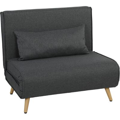 HOMCOM Canapé-lit 1 place avec dossier réglable, coussin inclus et pieds pliables charge 120 kg gris - Publicité HOMCOM Canapé-lit 1 place avec dossier réglable, coussin inclus et pieds pliables charge 120 kg gris - Publicité