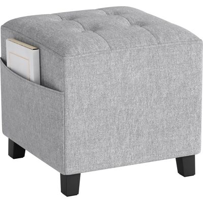 HOMCOM Pouf carré, petit pouf avec poche latérale, repose-pieds en tissu aspect lin avec pieds en bois d'hévéa, Gris clair - Publicité HOMCOM Pouf carré, petit pouf avec poche latérale, repose-pieds en tissu aspect lin avec pieds en bois d'hévéa, Gris clair - Publicité