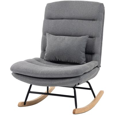 HOMCOM Fauteuil à bascule aspect lin, coussin lombaire, dossier haut, assise large, double rembourrage, Gris clair - Publicité HOMCOM Fauteuil à bascule aspect lin, coussin lombaire, dossier haut, assise large, double rembourrage, Gris clair - Publicité