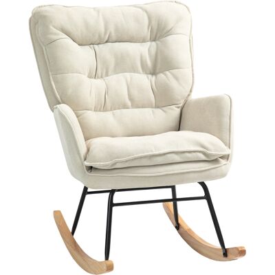HOMCOM Fauteuil à bascule, rocking chair en chenille, dossier et assise larges rembourrés, accoudoirs, 71 x 98,5 x 97 cm, beige - Publicité HOMCOM Fauteuil à bascule, rocking chair en chenille, dossier et assise larges rembourrés, accoudoirs, 71 x 98,5 x 97 cm, beige - Publicité