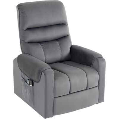 HOMCOM Fauteuil releveur électrique massage vibration et chaleur, fauteuil relax électrique en velours, gris foncé - Publicité HOMCOM Fauteuil releveur électrique massage vibration et chaleur, fauteuil relax électrique en velours, gris foncé - Publicité