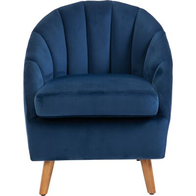 HOMCOM Fauteuil de salon rembourré en velours avec rembourrage épais, pieds en bois de caoutchouc, accoudoirs, Bleu - Publicité HOMCOM Fauteuil de salon rembourré en velours avec rembourrage épais, pieds en bois de caoutchouc, accoudoirs, Bleu - Publicité