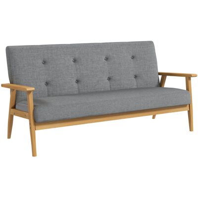 HOMCOM Canapé 3 places 154,5, canapé scandinave avec dossier capitonné, assise rembourrée et accoudoirs, gris - Publicité HOMCOM Canapé 3 places 154,5, canapé scandinave avec dossier capitonné, assise rembourrée et accoudoirs, gris - Publicité