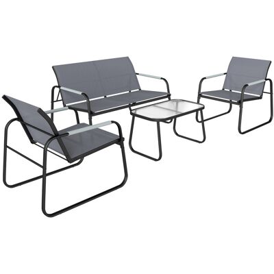 Outsunny Salon de Jardin Ensemble de Terrasse en Acier et Textilène 4 Pièces avec Accoudoirs Corde Tressée Gris - Publicité Outsunny Salon de Jardin Ensemble de Terrasse en Acier et Textilène 4 Pièces avec Accoudoirs Corde Tressée Gris - Publicité