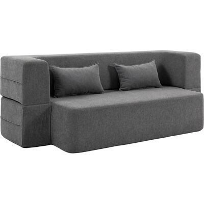HOMCOM Canapé convertible 2 places, canapé-lit en chenille, assise et accoudoirs larges 2 coussins, entièrement compressé, gris - Publicité HOMCOM Canapé convertible 2 places, canapé-lit en chenille, assise et accoudoirs larges 2 coussins, entièrement compressé, gris - Publicité