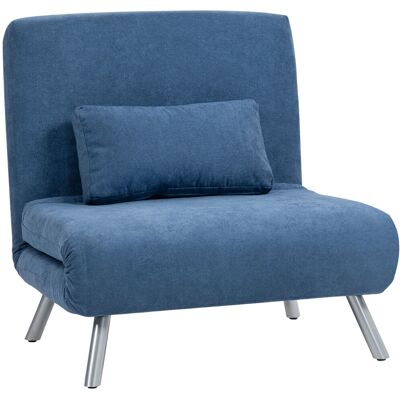 HOMCOM Fauteuil convertible 1 place, fauteuil-lit clic-clac 3 en 1 avec dossier réglable, oreiller, assise large, bleu - Publicité HOMCOM Fauteuil convertible 1 place, fauteuil-lit clic-clac 3 en 1 avec dossier réglable, oreiller, assise large, bleu - Publicité