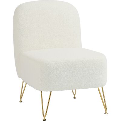 HOMCOM Fauteuil Salon Sans Accoudoirs, Fauteuil d'Appoint Rembourré en Tissu Bouclette, Coussin Épais, Assise Large, Blanc - Publicité HOMCOM Fauteuil Salon Sans Accoudoirs, Fauteuil d'Appoint Rembourré en Tissu Bouclette, Coussin Épais, Assise Large, Blanc - Publicité