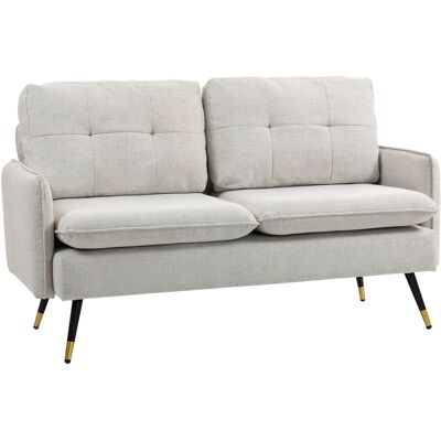HOMCOM Canapé 2 places, canapé de salon, coussins, assise rembourrée, dossier capitonné, 139 x 68 x 80 cm, crème - Publicité HOMCOM Canapé 2 places, canapé de salon, coussins, assise rembourrée, dossier capitonné, 139 x 68 x 80 cm, crème - Publicité