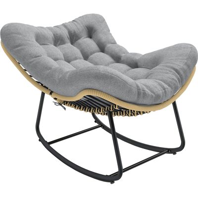 Outsunny Fauteuil à bascule de jardin pour intérieur et extérieur, rocking chair en résine tressée avec coussin moelleux, gris - Publicité Outsunny Fauteuil à bascule de jardin pour intérieur et extérieur, rocking chair en résine tressée avec coussin moelleux, gris - Publicité