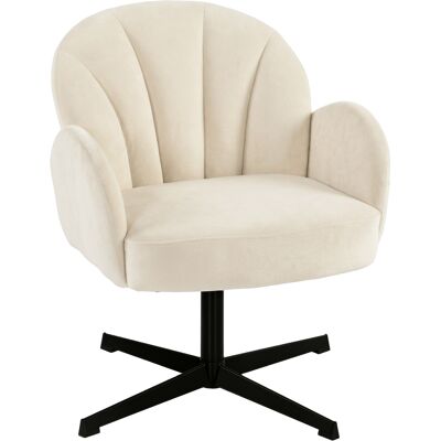 HOMCOM Fauteuil salon pivotant fauteuil d'appoint rembourré en velours dossier en forme de coquille coussin à ressorts beige - Publicité HOMCOM Fauteuil salon pivotant fauteuil d'appoint rembourré en velours dossier en forme de coquille coussin à ressorts beige - Publicité