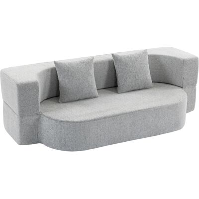 HOMCOM 2 en 1 Canapé-lit 2 Places avec 2 Coussins Déhoussables, Accoudoirs, Assise Rembourrée, en Chenille, Gris clair - Publicité HOMCOM 2 en 1 Canapé-lit 2 Places avec 2 Coussins Déhoussables, Accoudoirs, Assise Rembourrée, en Chenille, Gris clair - Publicité