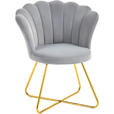 HOMCOM Fauteuil coquillage chaise coiffeuse fauteuil en velours fauteuil de salon avec pieds en acier 69 x 64 x 80 cm gris - Publicité HOMCOM Fauteuil coquillage chaise coiffeuse fauteuil en velours fauteuil de salon avec pieds en acier 69 x 64 x 80 cm gris - Publicité