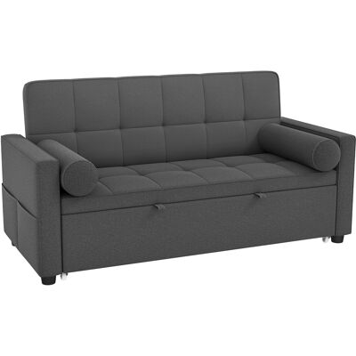 HOMCOM Canapé convertible 2 places 3 en 1 canapé-lit avec lit gigogne double dossier réglable 2 coussins 80,5x137,5x84cm gris - Publicité HOMCOM Canapé convertible 2 places 3 en 1 canapé-lit avec lit gigogne double dossier réglable 2 coussins 80,5x137,5x84cm gris - Publicité