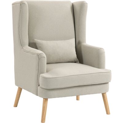 HOMCOM Fauteuil d'appoint, fauteuil aspect lin, dossier haut, assise large, coussin lombaire, Beige - Publicité HOMCOM Fauteuil d'appoint, fauteuil aspect lin, dossier haut, assise large, coussin lombaire, Beige - Publicité