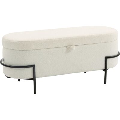 HOMCOM Banc de rangement, banc coffre de rangement en tissu bouclette avec couvercle relevable et pieds en acier, crème - Publicité HOMCOM Banc de rangement, banc coffre de rangement en tissu bouclette avec couvercle relevable et pieds en acier, crème - Publicité