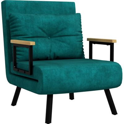 HOMCOM Fauteuil convertible 1 place fauteuil-lit chauffeuse 3 en 1 dossier réglable oreiller tissu velours 63x73x81cm vert - Publicité HOMCOM Fauteuil convertible 1 place fauteuil-lit chauffeuse 3 en 1 dossier réglable oreiller tissu velours 63x73x81cm vert - Publicité