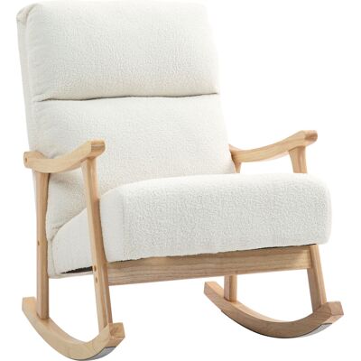 HOMCOM Fauteuil à bascule, rocking chair en velours teddy avec assise rembourré, dossier ergonomique, 65 x 90 x 98 cm, crème - Publicité HOMCOM Fauteuil à bascule, rocking chair en velours teddy avec assise rembourré, dossier ergonomique, 65 x 90 x 98 cm, crème - Publicité