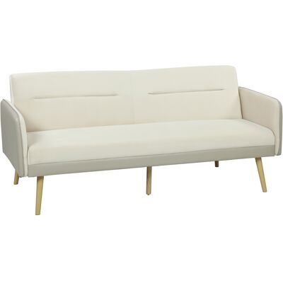 HOMCOM Canapé convertible 3 places 3 en 1, canapé-lit clic-clac, dossier réglable, assise rembourrée, 185 x 84 x 83 cm, beige - Publicité HOMCOM Canapé convertible 3 places 3 en 1, canapé-lit clic-clac, dossier réglable, assise rembourrée, 185 x 84 x 83 cm, beige - Publicité