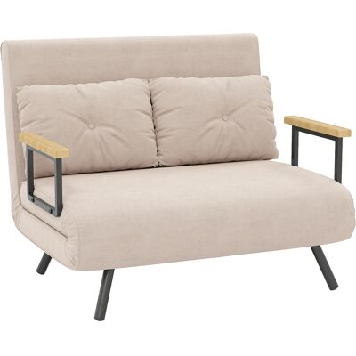 HOMCOM - Convertible 2-seater - Velours beige - Dossier 5 positions - Sofa bed - Publicité HOMCOM - Convertible 2-seater - Velours beige - Dossier 5 positions - Sofa bed - Publicité