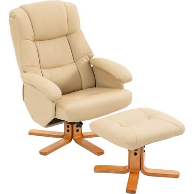 HOMCOM Fauteuil relax avec repose-pied fauteuil de relaxation pivotant 360° dossier inclinable charge 120 Kg beige - Publicité HOMCOM Fauteuil relax avec repose-pied fauteuil de relaxation pivotant 360° dossier inclinable charge 120 Kg beige - Publicité