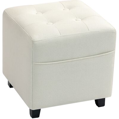 HOMCOM Repose pied salon, ottoman, siège rembourré capitonné en tissu aspect lin avec poche latérale, 35 x 35 x 35 cm, crème - Publicité HOMCOM Repose pied salon, ottoman, siège rembourré capitonné en tissu aspect lin avec poche latérale, 35 x 35 x 35 cm, crème - Publicité