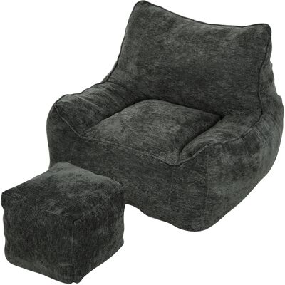 HOMCOM Pouf Salon Adulte avec Repose-Pieds, Fauteuil de Sol 1 Place Compressé en Chenille, avec Dossier, Accoudoirs, Gris - Publicité HOMCOM Pouf Salon Adulte avec Repose-Pieds, Fauteuil de Sol 1 Place Compressé en Chenille, avec Dossier, Accoudoirs, Gris - Publicité