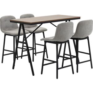 HOMCOM Ensemble table de bar avec tabourets table à manger debout avec 4 chaises rembourrées pieds en acier 120x60x91cm gris - Publicité HOMCOM Ensemble table de bar avec tabourets table à manger debout avec 4 chaises rembourrées pieds en acier 120x60x91cm gris - Publicité