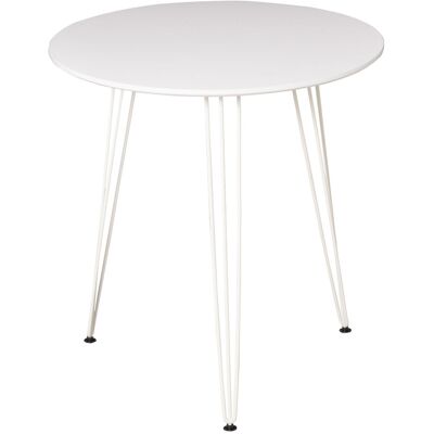 HOMCOM Table de salle à manger ronde avec pieds en métal style nordique moderne Ø70x75 cm blanc - Publicité HOMCOM Table de salle à manger ronde avec pieds en métal style nordique moderne Ø70x75 cm blanc - Publicité