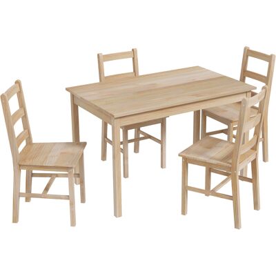 HOMCOM Ensemble de Salle à Manger en Bois Massif - Table Rectangulaire avec 4 Chaises - Publicité HOMCOM Ensemble de Salle à Manger en Bois Massif - Table Rectangulaire avec 4 Chaises - Publicité