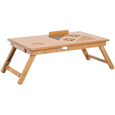 HOMCOM Table de lit plateau pour ordinateur en bois de bambou plateau inclinable pliable réglable en hauteur naturel - Publicité HOMCOM Table de lit plateau pour ordinateur en bois de bambou plateau inclinable pliable réglable en hauteur naturel - Publicité