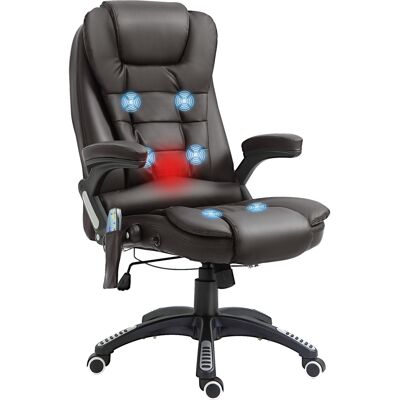 HOMCOM Fauteuil de bureau ergonomique massant chauffant électrique chaise à roulettes pivotant revêtement synthétique brun Aosom France - Publicité HOMCOM Fauteuil de bureau ergonomique massant chauffant électrique chaise à roulettes pivotant revêtement synthétique brun Aosom France - Publicité