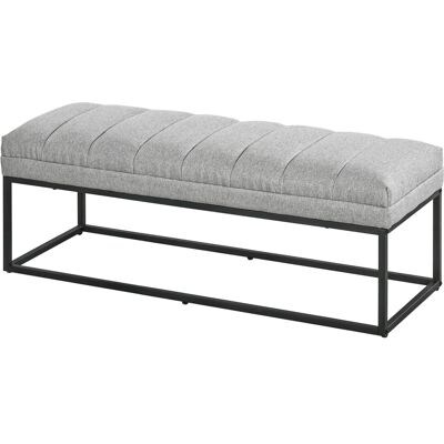HOMCOM Banc design moderne, assise rembourrée en tissu aspect lin gris et structure en métal noir, charge 200 Kg, 120x44x45,5cm - Publicité HOMCOM Banc design moderne, assise rembourrée en tissu aspect lin gris et structure en métal noir, charge 200 Kg, 120x44x45,5cm - Publicité