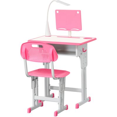 HOMCOM Ensemble Table et Chaise pour Enfants 6-12 Ans Hauteur Réglable, Lampe LED, Pupitre et Porte-Stylo, Acier et MDF, Rose - Publicité HOMCOM Ensemble Table et Chaise pour Enfants 6-12 Ans Hauteur Réglable, Lampe LED, Pupitre et Porte-Stylo, Acier et MDF, Rose - Publicité