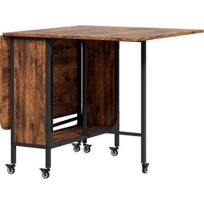 HOMCOM Table pliante de cuisine extensible salle à manger sur roulettes jusqu'à 6 personnes étagère intégrée, 6 roues, Marron - Publicité HOMCOM Table pliante de cuisine extensible salle à manger sur roulettes jusqu'à 6 personnes étagère intégrée, 6 roues, Marron - Publicité