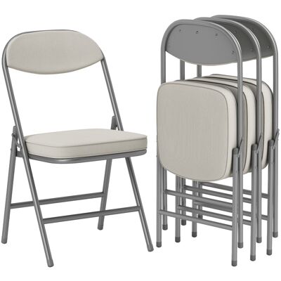 HOMCOM Ensemble de 4 chaises pliantes rembourrées, Chaises pliantes en velours, dossier, cadre métallique, crème - Publicité HOMCOM Ensemble de 4 chaises pliantes rembourrées, Chaises pliantes en velours, dossier, cadre métallique, crème - Publicité