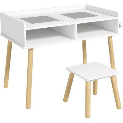 Ensemble de Table et Tabouret Réversibles pour Enfants - Blanc - Publicité Ensemble de Table et Tabouret Réversibles pour Enfants - Blanc - Publicité