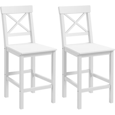 HOMCOM Tabourets de bar en style campagne blanc - Lot de 2 - Publicité HOMCOM Tabourets de bar en style campagne blanc - Lot de 2 - Publicité