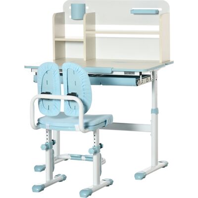 HOMCOM Ensemble bureau et chaise pour enfants hauteur réglable et plateau inclinable 0-60° table 80 x 52 x 88-109 cm bleu - Publicité HOMCOM Ensemble bureau et chaise pour enfants hauteur réglable et plateau inclinable 0-60° table 80 x 52 x 88-109 cm bleu - Publicité