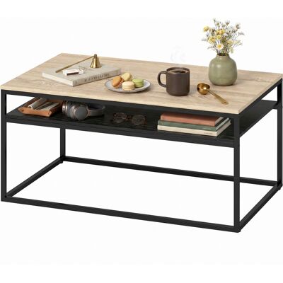 HOMCOM Table basse avec étagère, style industriel moderne, 2 étagères & pieds réglables, Eiche - Publicité HOMCOM Table basse avec étagère, style industriel moderne, 2 étagères & pieds réglables, Eiche - Publicité