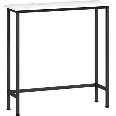 HOMCOM Console meuble 75 cm, table console plateaux en effet marbre, cadre en métal, style moderne blanc et noir - Publicité HOMCOM Console meuble 75 cm, table console plateaux en effet marbre, cadre en métal, style moderne blanc et noir - Publicité