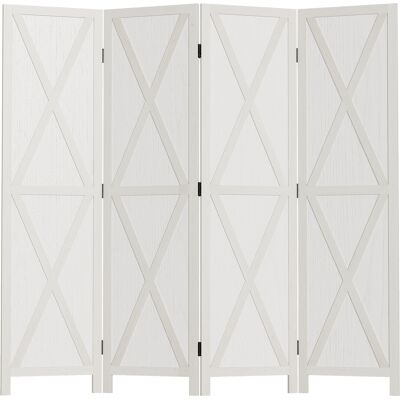 HOMCOM Paravent Rustique 4 Panneaux en Paulownia Blanc Chic Campagne 182x170cm Aosom France - Publicité HOMCOM Paravent Rustique 4 Panneaux en Paulownia Blanc Chic Campagne 182x170cm Aosom France - Publicité