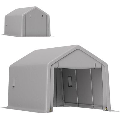 Outsunny Carport tente de garage 3 x 5,2 m, abri voiture extérieur carport pour voiture avec porte enroulable amovible gris - Publicité Outsunny Carport tente de garage 3 x 5,2 m, abri voiture extérieur carport pour voiture avec porte enroulable amovible gris - Publicité